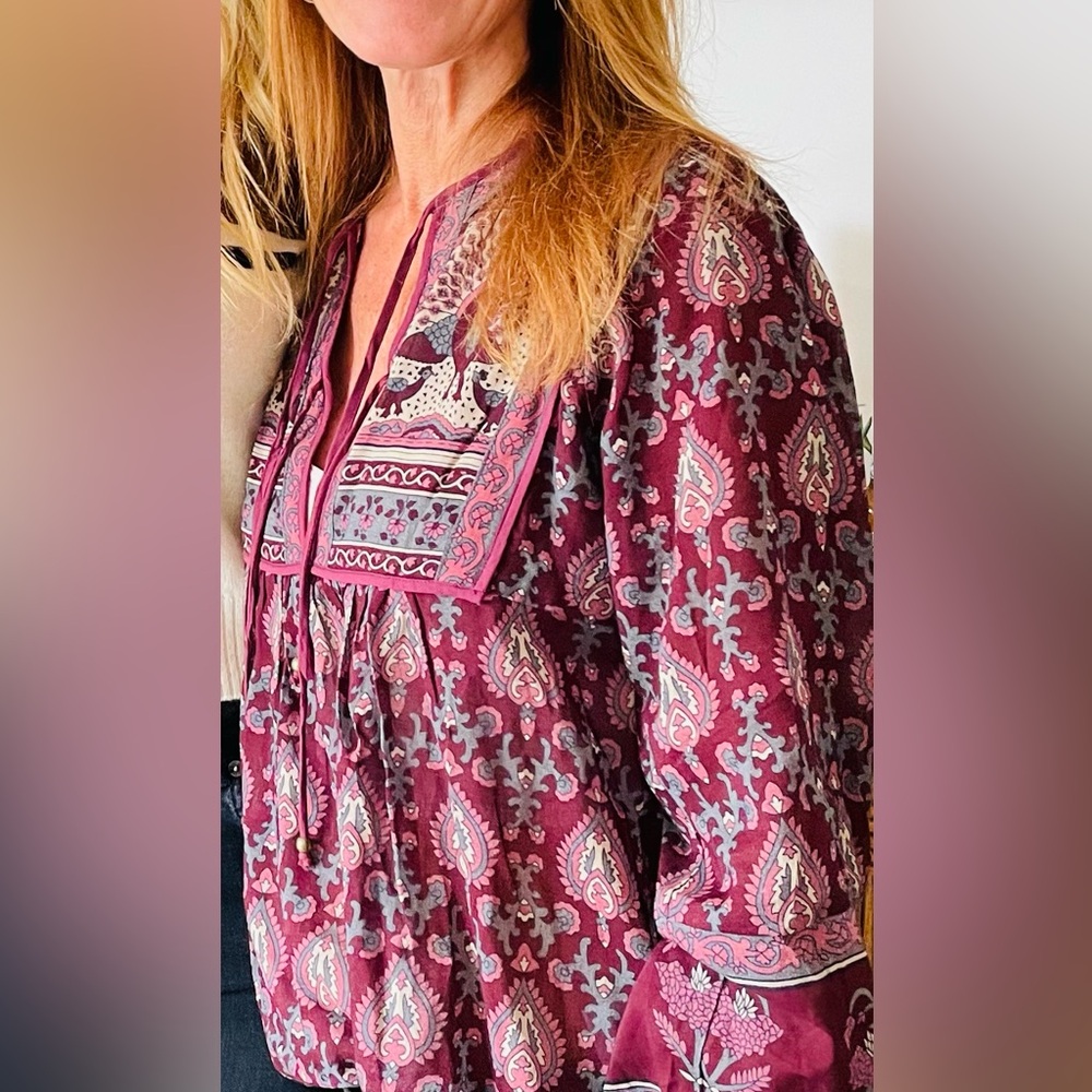 Auguste The Label Silver and Purple Blouse with V-Neck